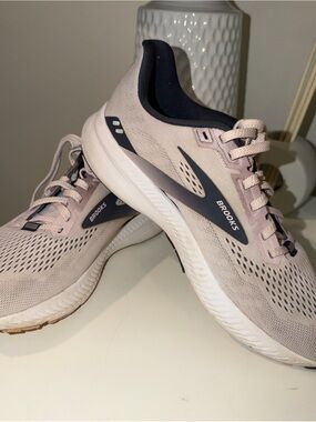 Brooks Women's Running Shoes in Blush Pink with Navy Accents